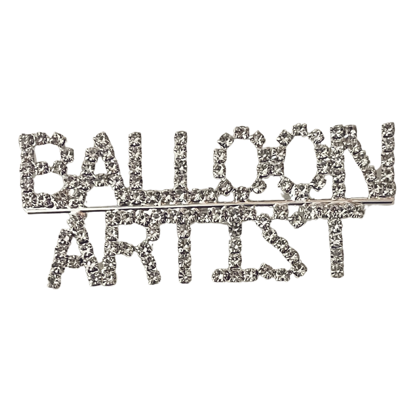 faux diamond rhinestone jewelry pin with the words Balloon Artist